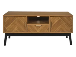 Móvel de TV Félix M1 com armazenamento e design elegante em madeira marrom