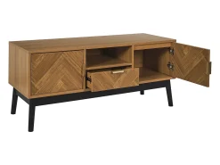 Móvel de TV Félix M1 com armazenamento e design elegante em madeira marrom