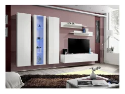 Móvel de TV FLY C4 design, cor branca brilhante. Móvel suspenso moderno e na moda para a sua sala de estar.