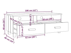 Móvel de TV HAMAR 106x40x40 cm pinho maciço cinza-claro