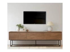 Móvel de TV Industrial Preto com Gavetas e Prateleiras - Design Moderno e Elegante