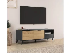 Móvel de TV Kalma 2 portas 1 gaveta cor preto/carvalho