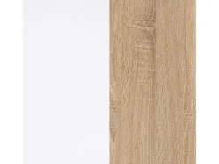 Móvel de TV Kikua Plus 135 cm com prateleira em carvalho e branco para a sala de estar