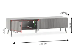 Móvel de TV Lluvia com 4 portas cor carvalho, 160 cm de comprimento.