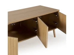 Móvel de TV Lluvia com 4 portas cor carvalho, 160 cm de comprimento.