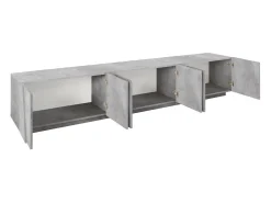 Móvel de TV Lucas, Aparador baixo de sala, Base de móvel de televisão, 100% Fabricado em Itália, 244x44h46 cm, Cimento escuro