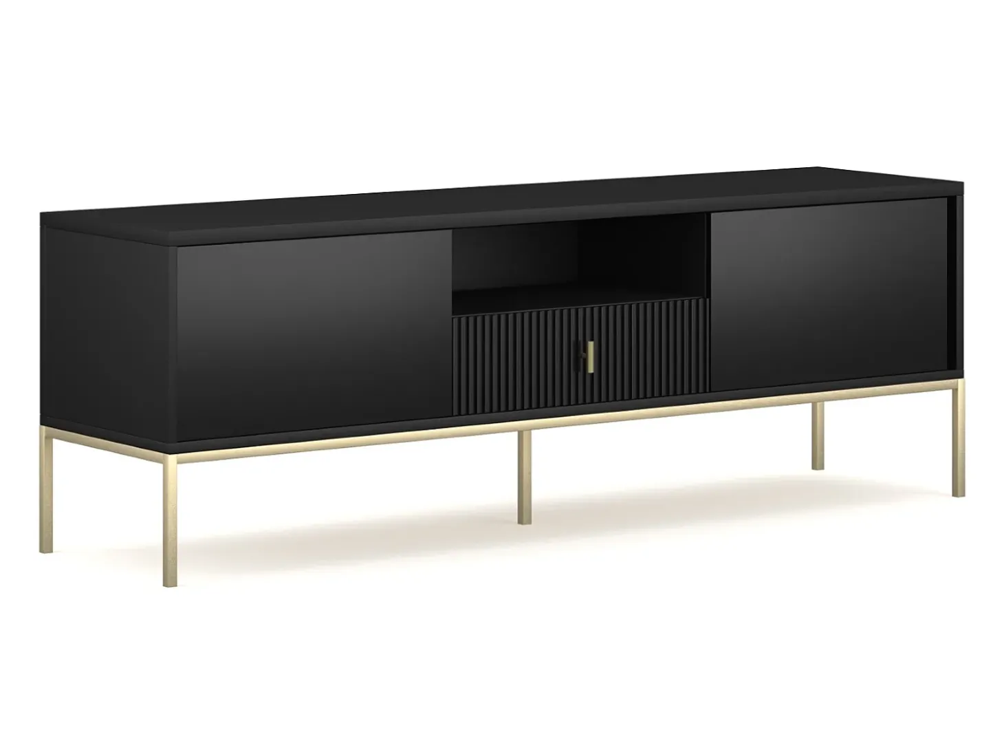Móvel de TV Maggiore 2P1G preto/dourado/dourado