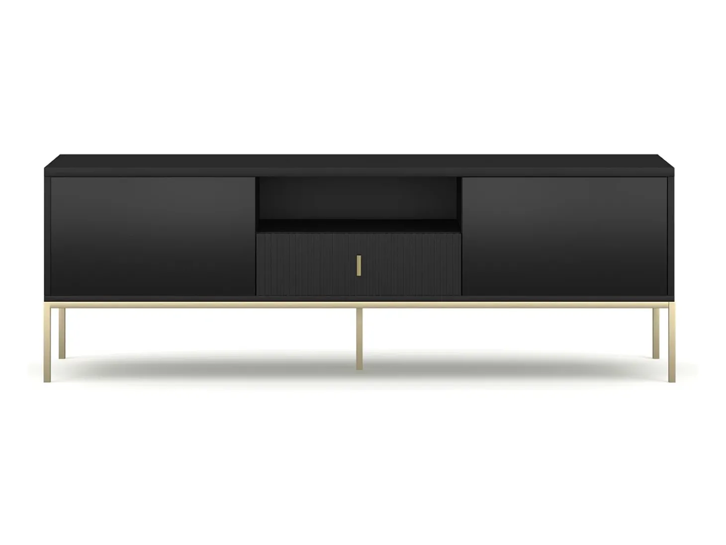 Móvel de TV Maggiore 2P1G preto/dourado/dourado