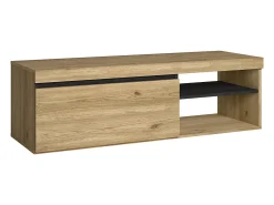Móvel de TV modelo NATURALE cor Carvalho e Preto, 120x40x41cm