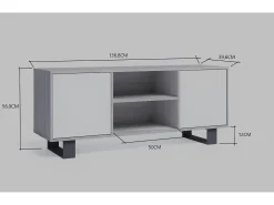 Móvel de TV modelo WIND, cor Cinza Antracite e carvalho, 137x40x57cm