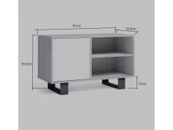 Móvel de TV modelo WIND, cor Cinza Antracite e Carvalho, 95x40x57cm