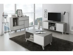 Móvel de TV modelo WIND, cor Cinzento Cemento e Branco, 95x40x57cm