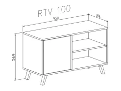 Móvel de TV modelo WIND, cor Cinzento Cemento e Branco, 95x40x57cm
