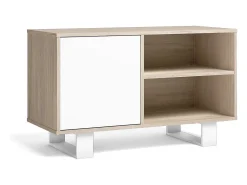 Móvel de TV modelo WIND, cor Carvalho e Branco, 95x40x57cm