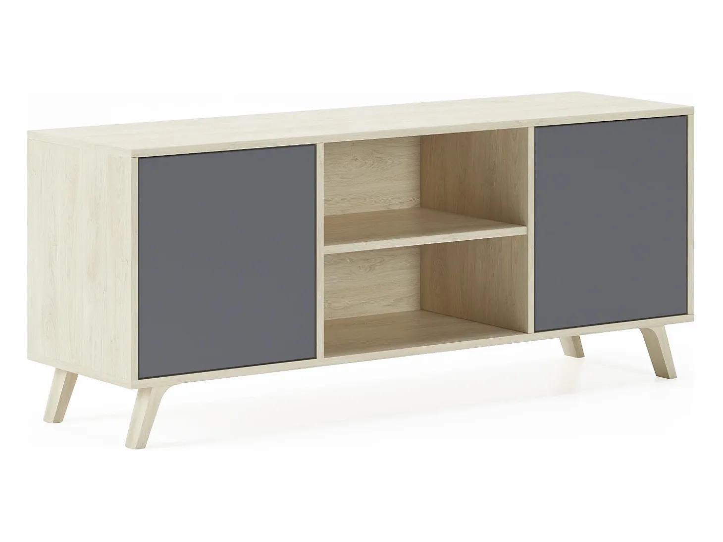 Móvel de TV modelo WIND, cor Carvalho e Cinza Antracite, 137x40x57cm
