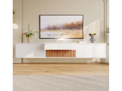 Móvel de TV moderno - 180 x 34 x 30 cm - design exclusivo - com 4 portas - aglomerado - branco