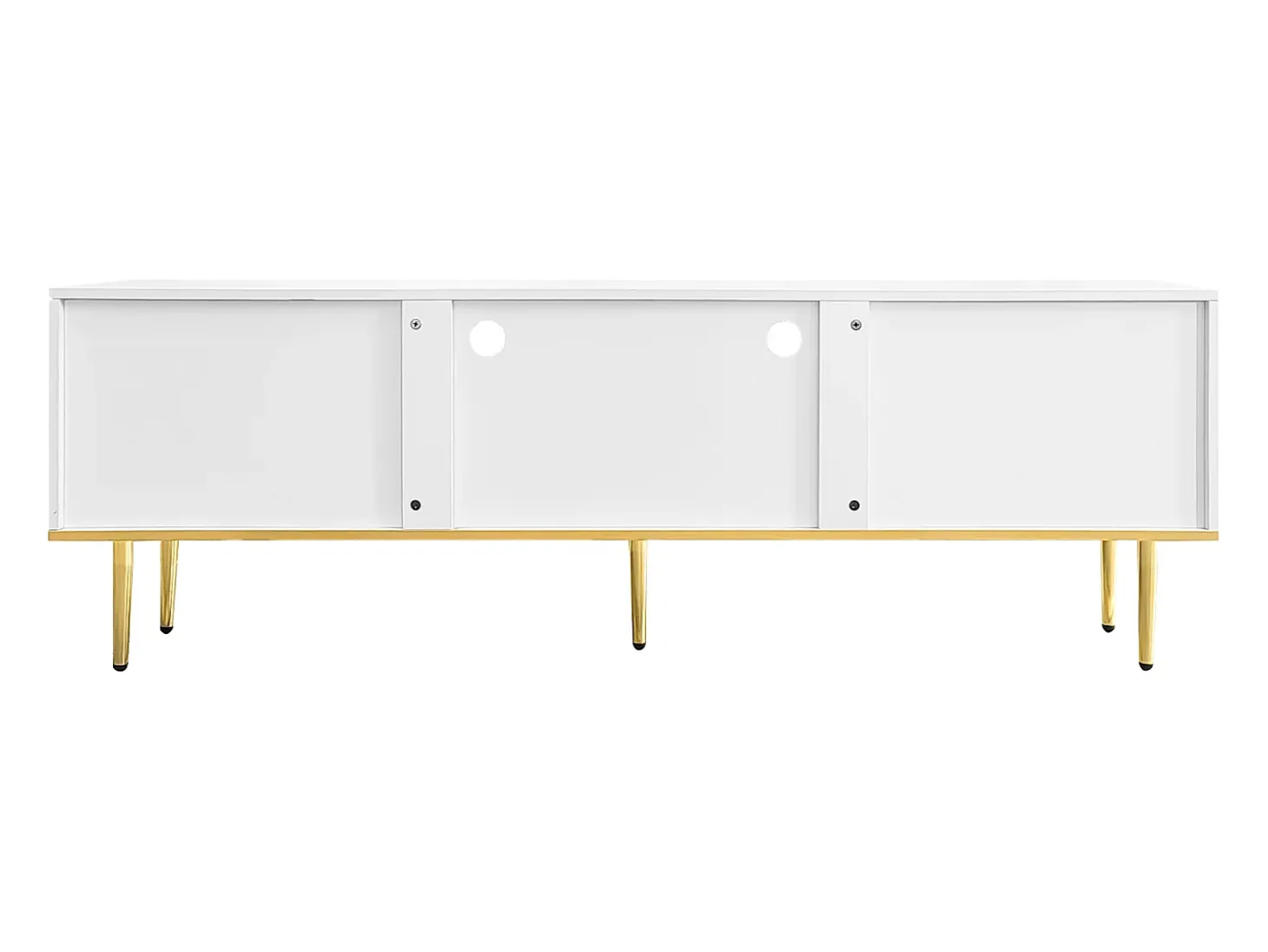 Móvel de TV moderno - com 2 portas e 2 gavetas - pés de metal - Branco