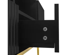 Móvel de TV moderno - com 2 portas e 2 gavetas - pés de metal - Preto