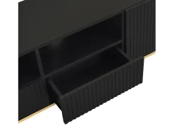 Móvel de TV moderno - com 2 portas e 2 gavetas - pés de metal - Preto