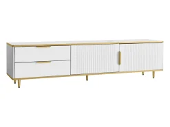 Móvel de TV moderno - com 2 portas e 2 gavetas - pés de metal - Branco
