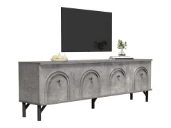 Móvel de TV moderno com 4 portas - 160 x 38 x 55,5 cm - fecho suave - arrumação - aglomerado - cinzento