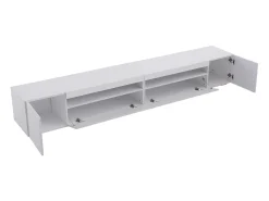Móvel de TV moderno com 4 portas e 2 nichos - LEDs - Comprimento 240cm - Madeira MDF - Cor branca