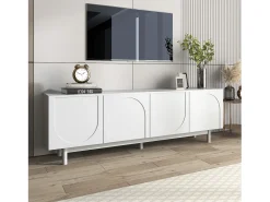 Móvel de TV moderno com 4 portas - 175x38x56cm - Aglomerado - branco
