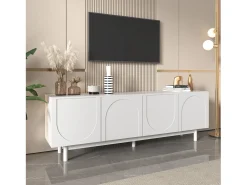 Móvel de TV moderno com 4 portas - 175x38x56cm - Aglomerado - branco