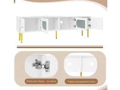 Móvel de TV moderno de 170 cm - adequado para TV de 70"-79" - com 4 portas - Branco