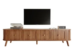 Móvel de TV moderno 180x38x47 cm - 4 portas - puxadores dourados - pés de madeira - marrom