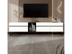 Móvel de TV moderno 180x38x45 cm - 3 portas - com prateleiras abertas - Branco