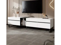 Móvel de TV moderno 180x38x45 cm - 3 portas - com prateleiras abertas - Branco