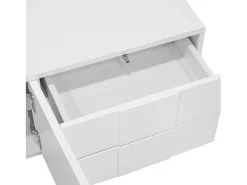 Móvel de TV moderno 170x30x30,5 cm - Fixação de parede ou com pés - Acabamento brilhante - 3 portas e 2 gavetas - Branco