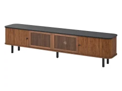 Móvel de TV moderno 190x35x45 cm - 2 portas de correr e 2 portas de tela metálica - Marrom