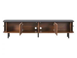 Móvel de TV moderno 190x35x45 cm - 2 portas de correr e 2 portas de tela metálica - Marrom