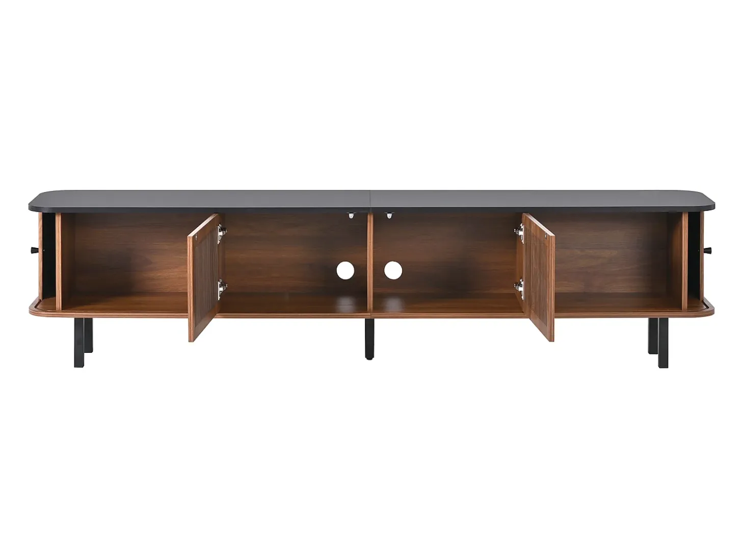 Móvel de TV moderno 190x35x45 cm - 2 portas de correr e 2 portas de tela metálica - Marrom