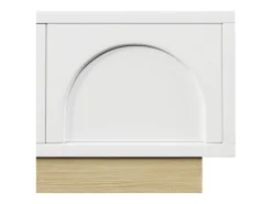 Móvel de TV moderno 175x40x42cm - design curvado - 4 portas - base com aparência de madeira - branco