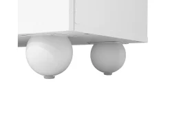 Móvel de TV moderno 180,5x38x50cm - 4 portas - Pés esféricos - MDF + painéis de partículas - Branco