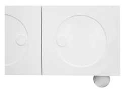 Móvel de TV moderno 180,5x38x50cm - 4 portas - Pés esféricos - MDF + painéis de partículas - Branco