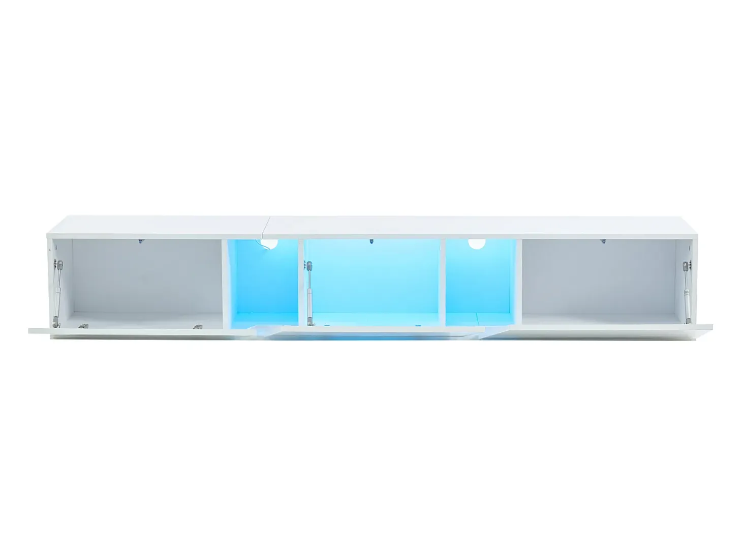 Móvel de TV mural 180x35x30cm - com 3 portas - com iluminação LED - para televisores de 75" - branco