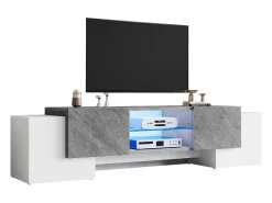 Móvel de TV simples - 180 x 40 x 46,5 cm - com 4 portas - adequado para TVs de 60/65/70 polegadas - MDF - cinza + branco