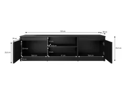 Móvel de TV simples 120 cm, para televisor, 2 armários e prateleiras, estrutura castanheiro, frentes castanheiro mate