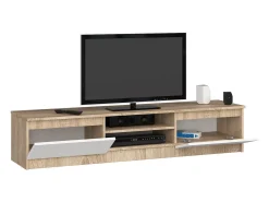 Móvel de TV Sonoma Carvalho/Banco - 160 cm, Portas Rebatíveis, Prateleiras Integradas, Design Moderno e Funcional