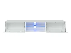 Móvel de TV suspenso 180cm com 2 portas e nichos iluminados coleção SWITCH. Móvel na cor branca.
