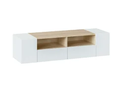 Móvel de TV Tania 4 Portas Cor Branco e Carvalho, 138 x 42 cm