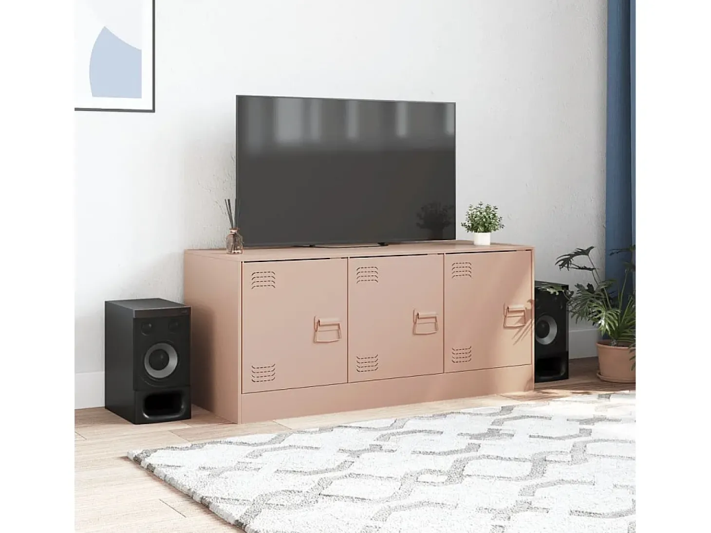 Móvel de TV 99x39x44 aço rosa PT647872