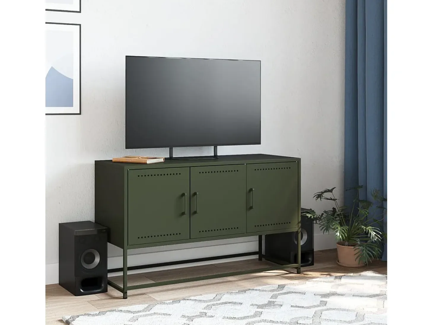 Móvel de TV 100,5x39x60,5 aço verde azeitona PT357450