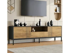 Móvel de TV 170x35x50 cm - 2 portas e 1 gaveta - TV até 70 polegadas - Painéis de partículas - Natural e preto