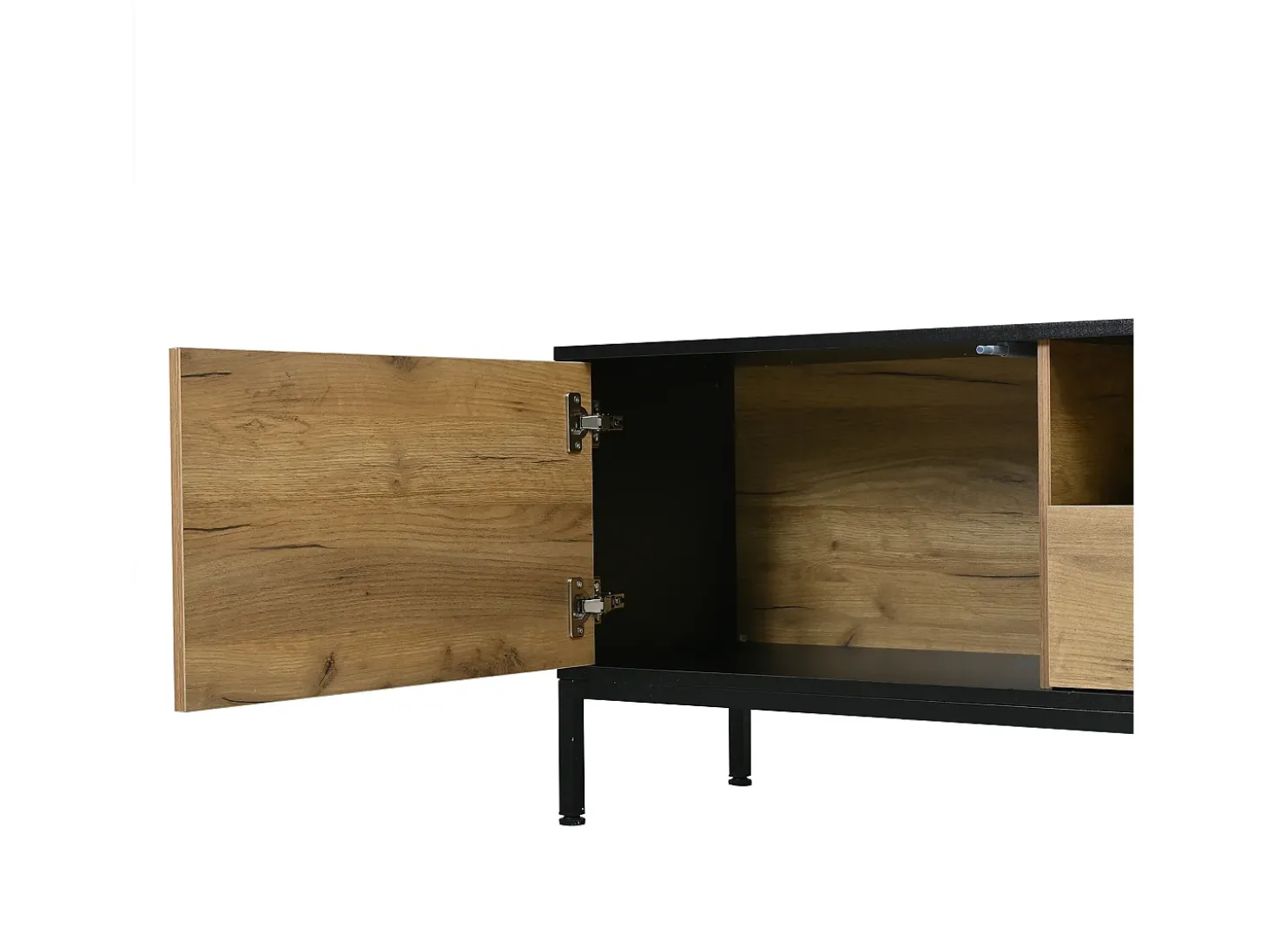 Móvel de TV 170x35x50 cm - 2 portas e 1 gaveta - TV até 70 polegadas - Painéis de partículas - Natural e preto