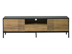 Móvel de TV 170x35x50 cm - 2 portas e 1 gaveta - TV até 70 polegadas - Painéis de partículas - Natural e preto